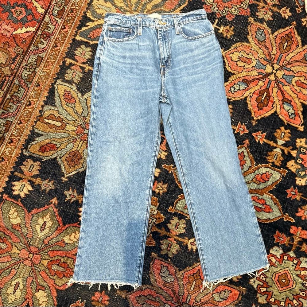 Frame Denim Le Jane Crop Light Blue Straight Leg Jeans